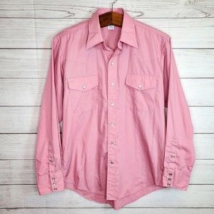 Malco Modes Vintage Pearl Snap Western Button Down Shirt Size 16 34 US Made